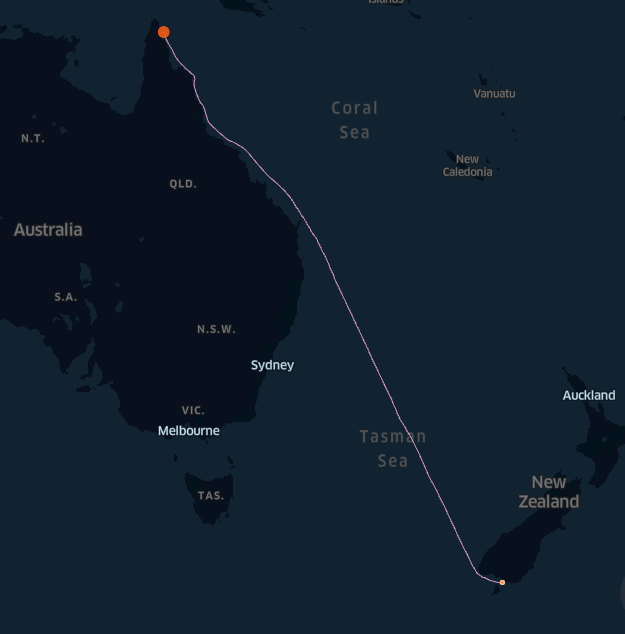 Visualization of point to port routing via Spire Maritime REST Routing API